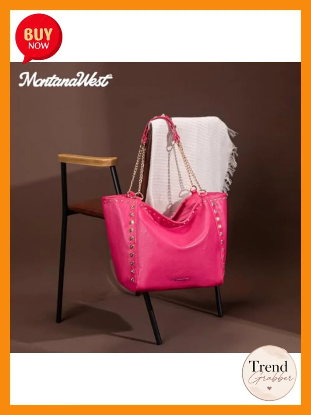 Oversized Tote Bag with Chain Handles - Faux Leather Hobo Purses